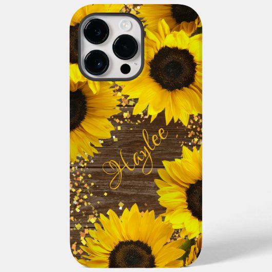 Coques Case-Mate iPhone Fleurs de soleil rustiques et nom (Verso)