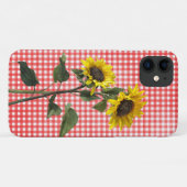 Coques Case-Mate iPhone Fleurs de soleil sur en vichy rouge (Dos (Horizontal))