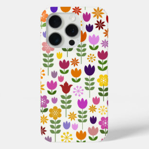Coque iPhone 15 Pro Fleurs de style scandinave Grand Motif