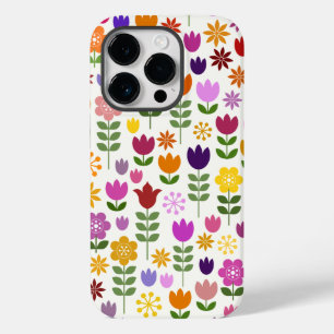 Coque Pour iPhone 14 Pro Fleurs de style scandinave Grand Motif
