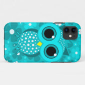 Coques Case-Mate iPhone fleurs de turquoise et hibou mignon (Dos (Horizontal))