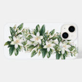 Coques Case-Mate iPhone Fleurs de verdure florale blanche (Verso (horizontal))