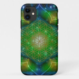 Coque iPhone 11 FLEURS DE VIE/Blume des Lebens Mandala V Carré