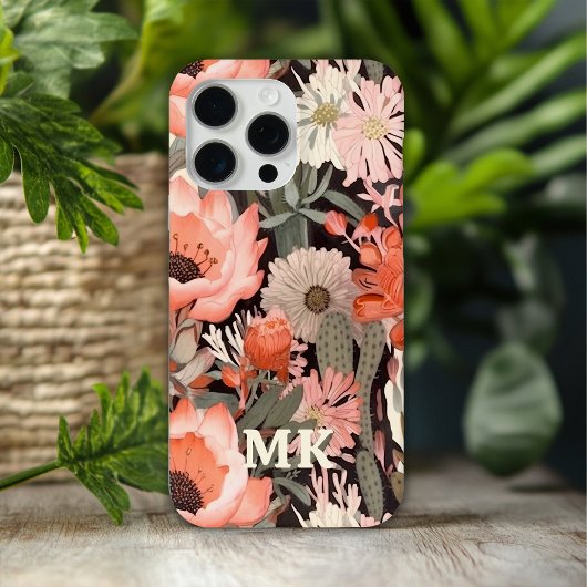 Coques Case-Mate iPhone Fleurs Désertiques Modernes Monogramme Floral