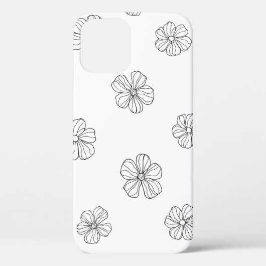 Coques Case-Mate iPhone Fleurs dessinées à la main noire sur arrière - pla (Verso)