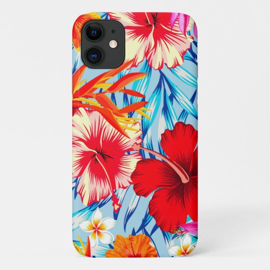 Coques Case-Mate iPhone fleurs d'hibiscus bleu tropical (Dos)