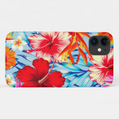 Coques Case-Mate iPhone fleurs d'hibiscus bleu tropical (Dos (Horizontal))