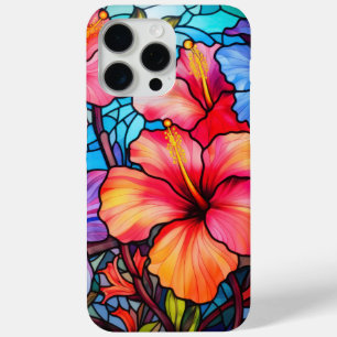 Coque iPhone 15 Pro Max Fleurs d'Hibiscus en verre tendu - Floral tropical