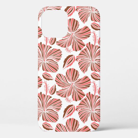 Coques Case-Mate iPhone Fleurs d'hibiscus hawaïens : style tropical brun. (Verso)