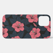 Coques Case-Mate iPhone Fleurs d'Hibiscus : papier peint transparent foncé (Verso (horizontal))