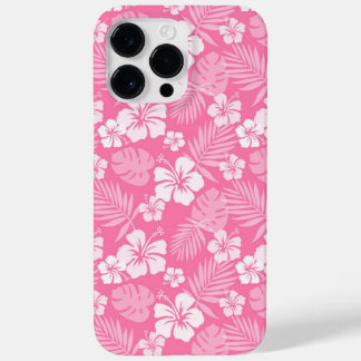 COQUE POUR POUR iPhone 14 PRO MAX FLEURS D'HIBISCUS ROSE ET BLANC