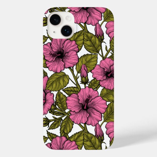 Coques Case-Mate iPhone Fleurs d'hibiscus roses (Verso)