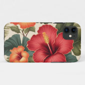 Coques Case-Mate iPhone Fleurs d'Hibiscus Tropiques Rétro (Dos (Horizontal))