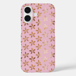 Coques iPhone 16 Fleurs D'Huile D'Or Sur Rose