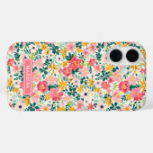 Coques Case-Mate iPhone Fleurs Ditsy Corail Monogrammées (Verso (horizontal))