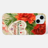 Coques Case-Mate iPhone Fleurs d'œillet, Message de la Saint-Valentin Vint (Verso (horizontal))