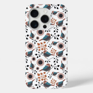 Coque iPhone 15 Pro Fleurs d'oiseaux de poulet mignonnes
