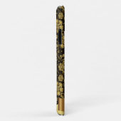 Coques Case-Mate iPhone Fleurs D'Or Élégantes, Noir -Personnalisé (Dos/Droite)