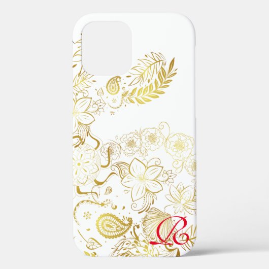 Coques Case-Mate iPhone Fleurs d'or modernes et Monogramme Coque-Mate iPho (Verso)