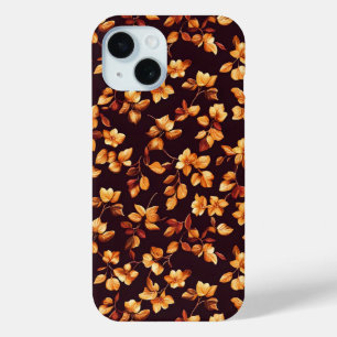 Coque Pour iPhone 15 Fleurs d'or Motif d'automne