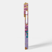 Coques Case-Mate iPhone Fleurs D'Or Peintes Sur Lilac Rose Turquoise (Verso / Gauche)