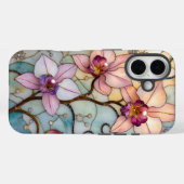 Coques Case-Mate iPhone Fleurs d'Orchidée en Vitrail (Verso (horizontal))