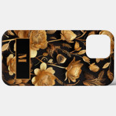 Coques Case-Mate iPhone Fleurs dorées modernes Minimal initial (Verso (horizontal))