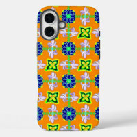 Fleurs en Artdeco style rétro vert bleu jaune