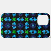 Coques Case-Mate iPhone Fleurs en Artdeco style rétro vert bleu jaune (Verso (horizontal))