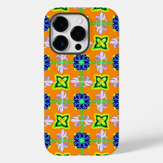 Coques Case-Mate iPhone Fleurs en Artdeco style rétro vert bleu jaune (Verso)