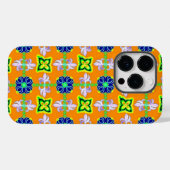 Coques Case-Mate iPhone Fleurs en Artdeco style rétro vert bleu jaune (Verso (horizontal))