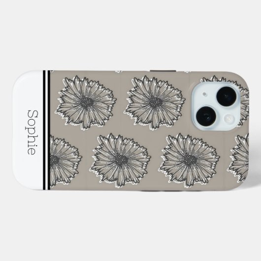 Coques Case-Mate iPhone Fleurs en Beige Custom (Verso (horizontal))