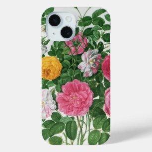 Coque Pour iPhone 15 Fleurs épanouies vintage, roses de jardin de print