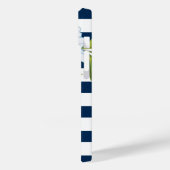 Coques Case-Mate iPhone Fleurs et bleu, rayures blanches modernes florales (Verso / Gauche)