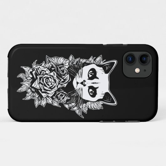 Coques Case-Mate iPhone Fleurs Et Chat Gothique (Dos (Horizontal))