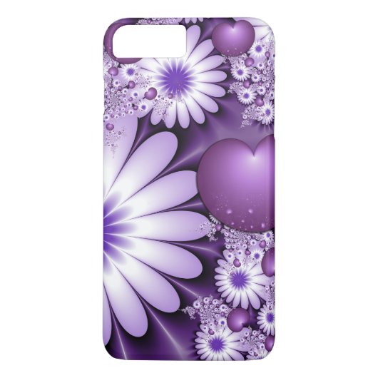 Coques Case-Mate iPhone Fleurs et cœurs abstraits de l'amour fractal (Dos)