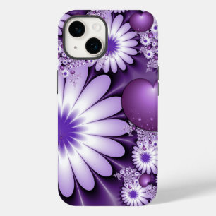 Coque Pour iPhone 14 Fleurs et cœurs abstraits de l'amour fractal