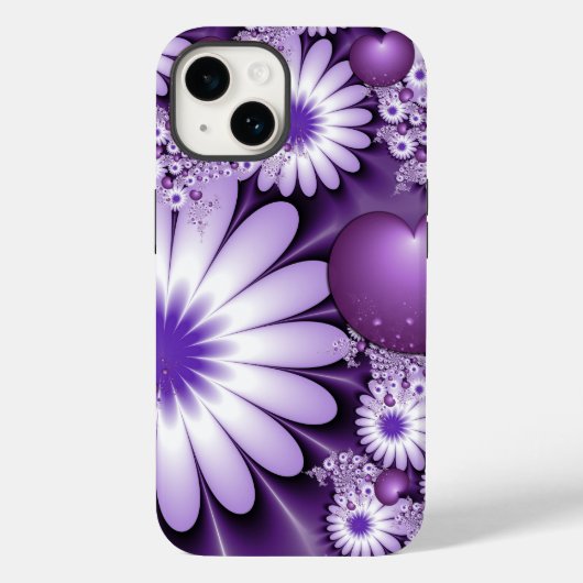Coques Case-Mate iPhone Fleurs et cœurs abstraits de l'amour fractal (Verso)