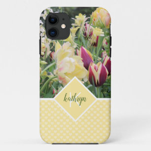 Case-Mate iPhone Case Fleurs et coeurs de printemps jaunes personnalisé