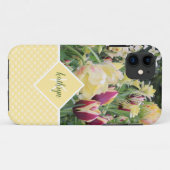 Coques Case-Mate iPhone Fleurs et coeurs de printemps jaunes personnalisés (Dos (Horizontal))