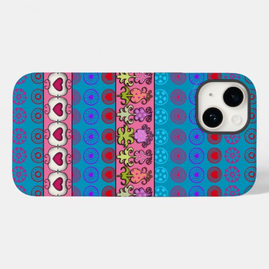 Coques Case-Mate iPhone Fleurs et Coeurs funky (Verso (horizontal))