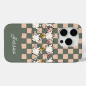 Coques Case-Mate iPhone Fleurs et Damier de Fantômes Effrayants (Verso (horizontal))