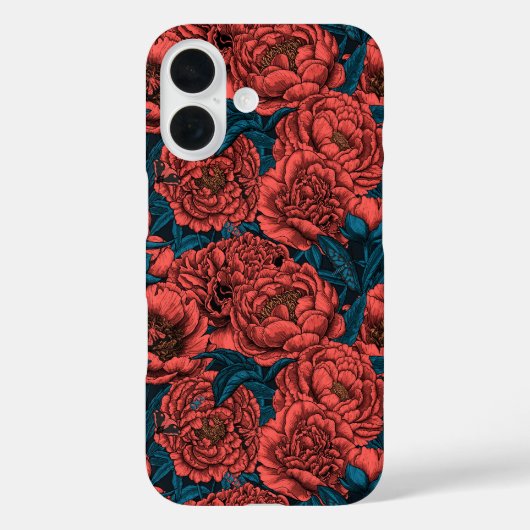 Coques Case-Mate iPhone Fleurs et moisissures de pivoines rouges (Verso)