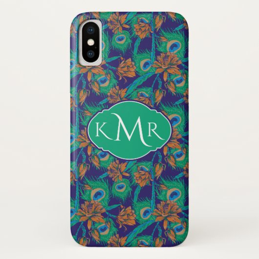 Coques Case-Mate iPhone Fleurs et monogramme des plumes | (Dos)