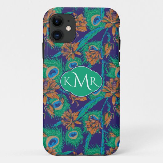 Coques Case-Mate iPhone Fleurs et monogramme des plumes | (Dos)