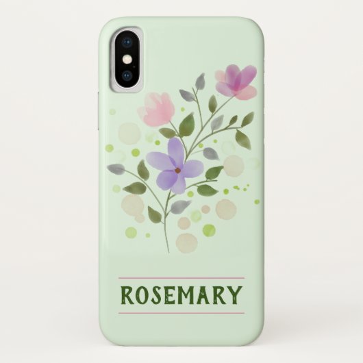 Coques Case-Mate iPhone Fleurs et nom personnalisé Rosemary (Dos)