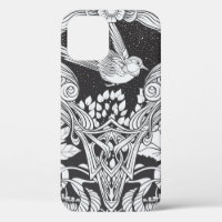 Fleurs et oiseau dans un style Art nouveau sans co