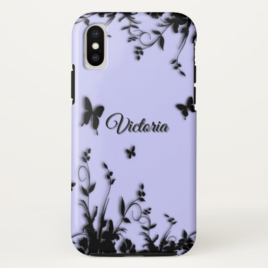 Coques Case-Mate iPhone Fleurs et papillons Bleu Personnel (Dos)