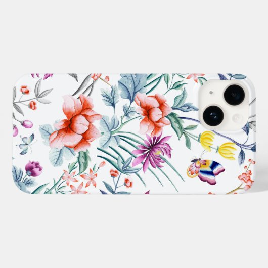 Coques Case-Mate iPhone Fleurs et papillons d'été (Verso (horizontal))