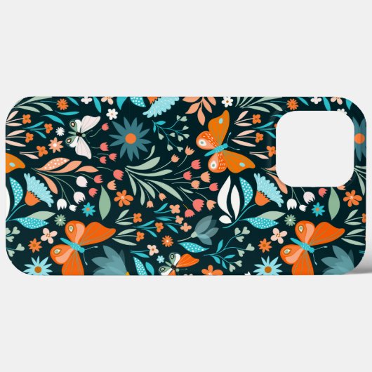 Coques Case-Mate iPhone Fleurs et papillons funky (Verso (horizontal))